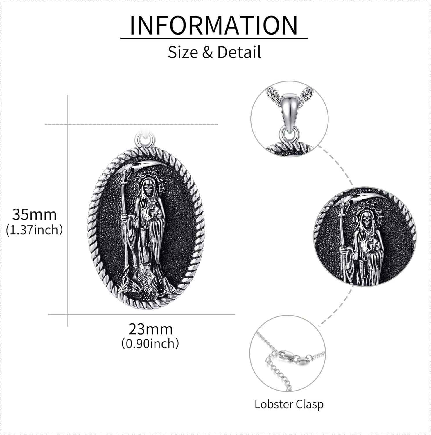 YAFEINI Sterling Silver Santa Muerte/St Peregrine/Hecate/Goddess/Virgin Mary/St Christopher/St Michael/St Jude Necklace Religious Mother's Day Jewelry for Women Mom Men Unisex - Image 5