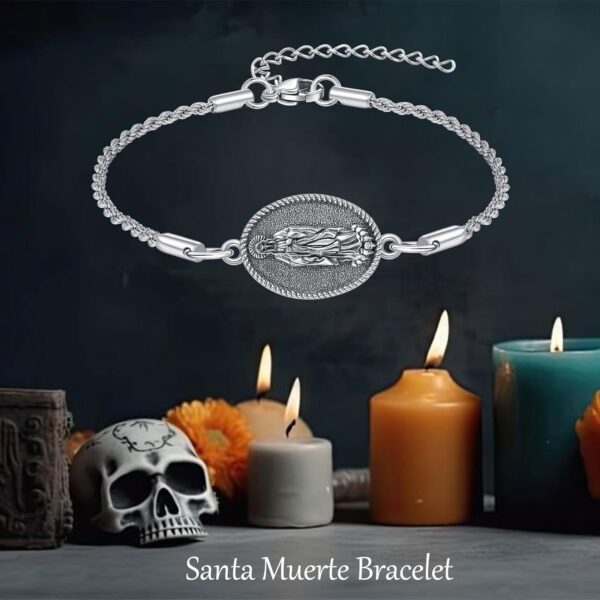 YAFEINI Santa Muerte/St Michael Bracelet Sterling Silver Catholic Jewelry Gifts for Women - Image 6