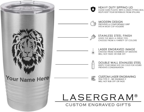 LaserGram 20oz Vacuum Insulated Tumbler Mug, Santa Muerte, Personalized Engraving Included (Stainless Steel) - Image 3