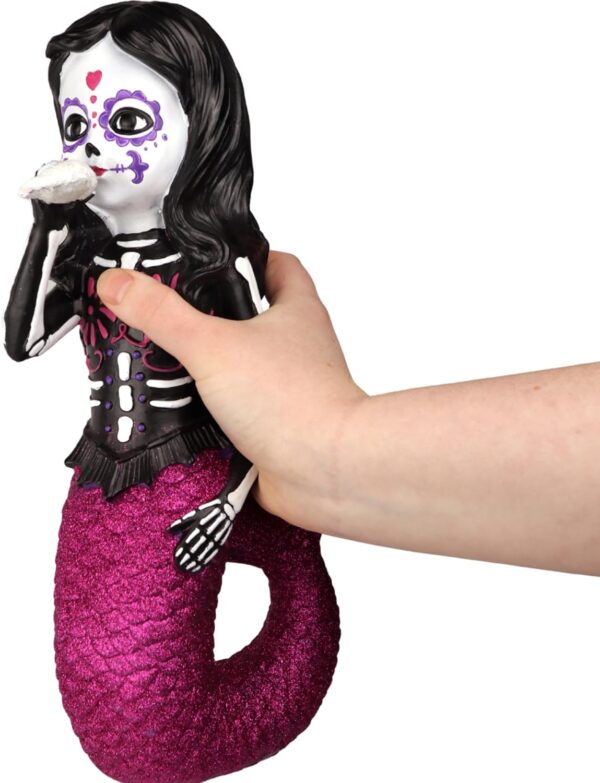 Needzo Large Dia De Los Muertos Sugar Skull Mermaid, Catrinas Mexicanas Tabletop Figurine, of The Dead Halloween Decorations, 13.5 Inches - Image 6