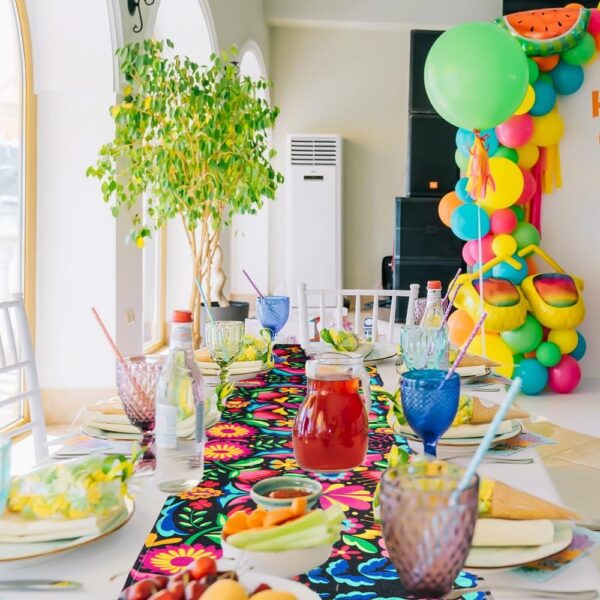 Mexican Table Runner Fiesta Party Dia De Los Muertos and Cinco De Mayo Decoration Linen 72" x 13" Inches Table Runner for Day of The Dead Home Dining Room Kitchen Tablecloth - Image 6