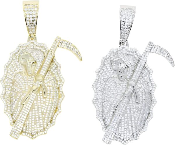 925 Sterling Silver Santa Muerte Necklace For Women And Men - 14K Gold Filled Death La Santa Muerte Pendant Chain Iced Out Bling Cz Paved The King Of Terrors Hip Hop Jewelry Religious Amulet Gift - Image 6