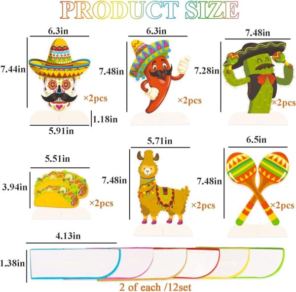 12pcs Fiesta Mexican Party Table Decoration Centerpiece - 8” Paper 5 Cinco De Mayo Party Table Decoration Honeycomb for Fiesta Mexican Themed Taco Party Birthday Day of the Dead Decor Supplies - Image 5