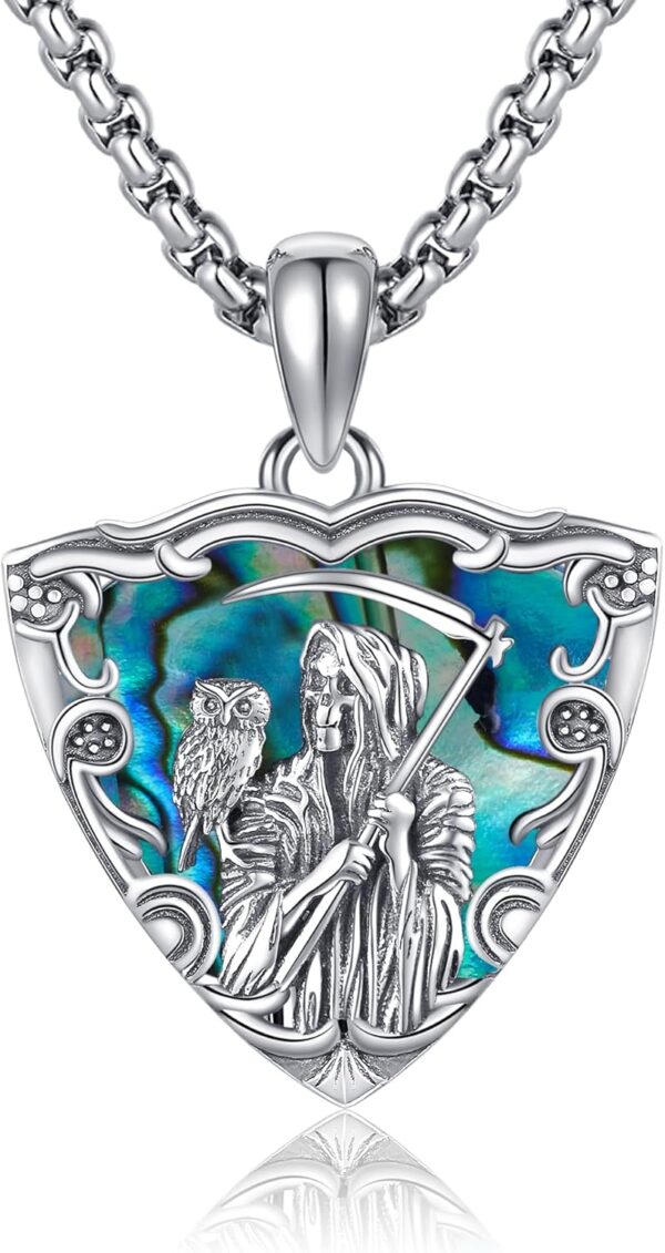 Santa Muerte/Saint Michael Necklace for Men Women 925 Sterling Silver Santa Muerte Pendant Necklace Warrior Protect Us Amulet Jewelry Gift for Men Father