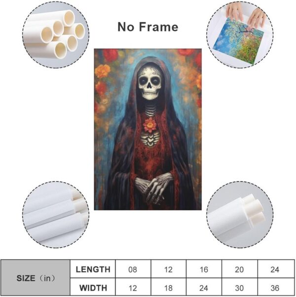 Iisrar Santa Muerte Painting, Saint Death Occult Wall Art, Mexican Folk Art, Printable Wall Art Decor Poster for Room Aesthetics Canvas Wall Art Poster And Print Unframe 12x18inch(30x45cm) - Image 3