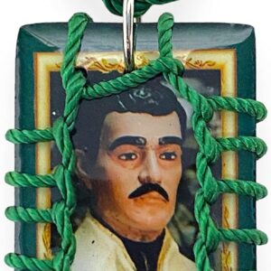 Jesus Malverde Green Wood Scapular Necklace Escapulario Verde Madera Collar