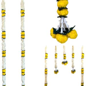 LOVENSPIRE Jasmine Yellow Marigold Flowers Garland for Home Party Door Hanging Diwali Decorations Day of The Dead Dia De Los Muertos Ofrenda Halloween Mexican Fiesta Decor
