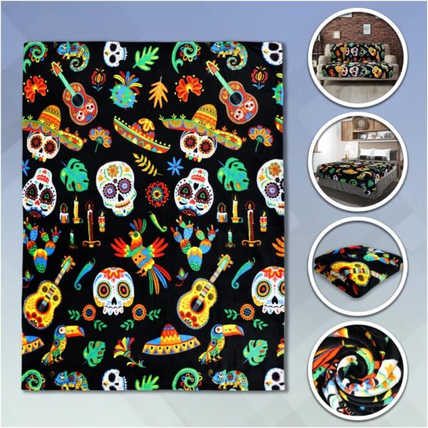 Sugar Skull Fiesta Super Soft Throw Blanket - 50x60 Throw Blanket Halloween Themed for Bedroom, Living Room, Spring Time, Holidays, Kids, Babies, Adults & Decor, Gifts - Image 9