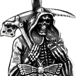 Mai & Claire 925 Sterling Silver Santa Muerte Necklace For Men And Women - 14K Gold Filled Punk Skull Death La Santa Muerte Pendant Gothic Zirconia Religious Hip Hop Amulet, Memento Mori Necklace
