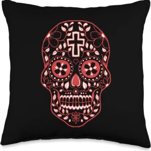 Sugar Skull Christian Mexican Pride Dia De Los Muertos Art Throw Pillow