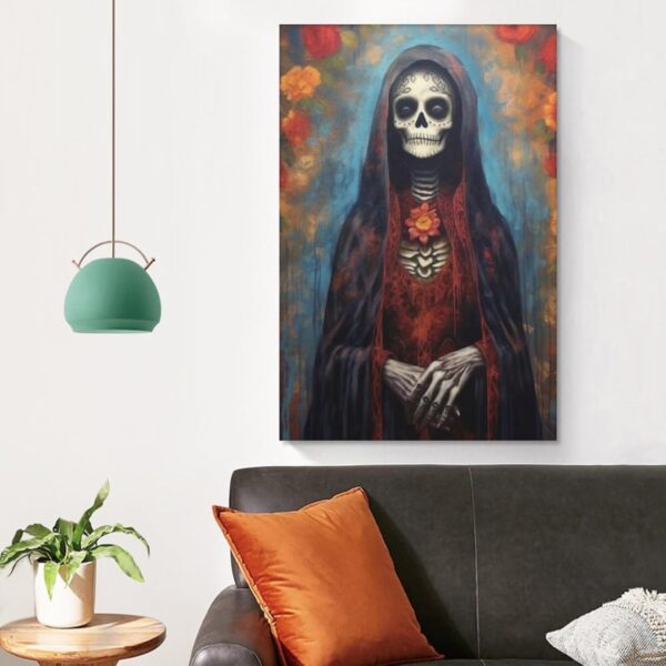 Iisrar Santa Muerte Painting, Saint Death Occult Wall Art, Mexican Folk Art, Printable Wall Art Decor Poster for Room Aesthetics Canvas Wall Art Poster And Print Unframe 12x18inch(30x45cm) - Image 4