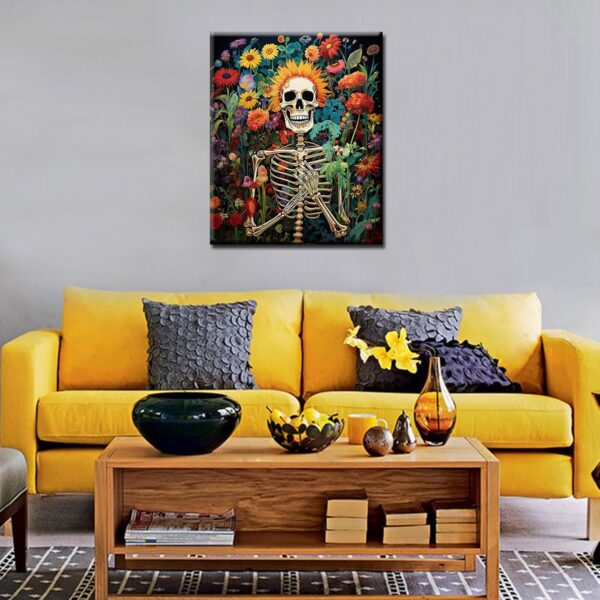 TUMOVO Skull Man Hold Flowers Paint by Numbers for Adults Beginner Graffitic Human Skeleton DIY Paint by Numbers Acrylic Paint Canvas Bedroom Decor Kits Dia de Muertos Artwork 16x20 Inch（DIY Frame ） - Image 4