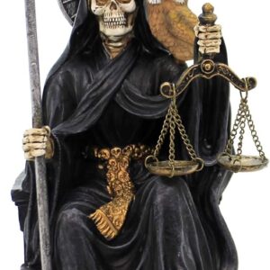 Pacific Giftware Santa Muerte Saint of Holy Death Seated Religious Statue 9 Inch Protection (Black)