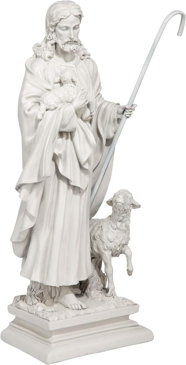 Design Toscano EU1785 Jesus The Good Shepherd Religious Garden Statue, 12 Inches Wide, 8 Inches Deep, 28 Inches High, Antique Stone Finish - Image 2