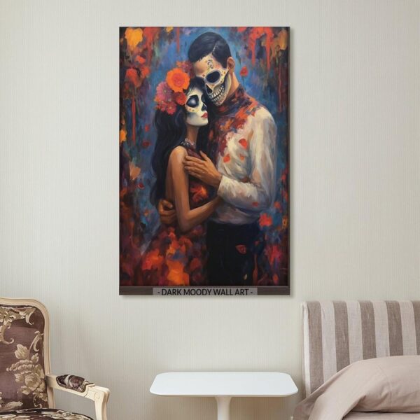 Iisrar Dia De Los Muertos Art Print, Skeleton Couple Poster, Mexican Folk Art Painting, Printable Wall Art Canvas Wall Art Print Poster For Home School Office Decor Unframe 20x30inch(50x75cm) - Image 7