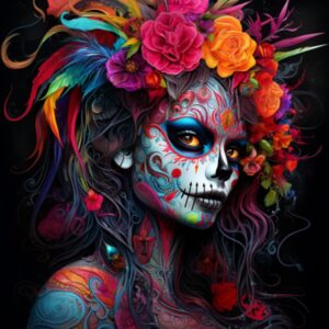 Sugar Skull Woman Portrait Paint by Numbers Kits 16x20 inch Canvas DIY Oil Painting for Kids, Students, Adults Beginner with Brushes and Acrylic Pigment - Graffiti Women Halloween (without Frame)