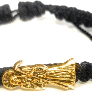 LONTCS Boys' Black and Gold Santa Muerte Bracelet