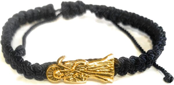 LONTCS Boys' Black and Gold Santa Muerte Bracelet