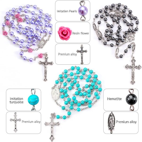 7 PCS Rosary Beads Catholic for Woman - Confirmation Gifts, 7 Day Rosary, Various Styles of Rosary Necklace Set, Cross Rosary Necklace for Women - Image 3