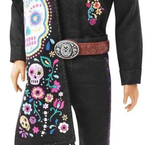 Barbie 2021 Dia De Muertos Ken Doll (12-in) Wearing Embroidered Shirt, Serape & Sombrero, with Calavera Face Paint, Gift for Collectors