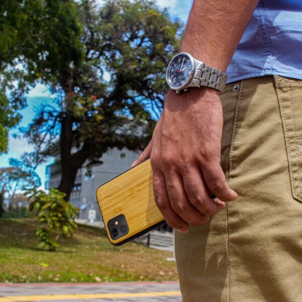 Natural Wood Case Compatible with iPhone, Malverde, Personalized Engraving Included (Bamboo) - Image 4