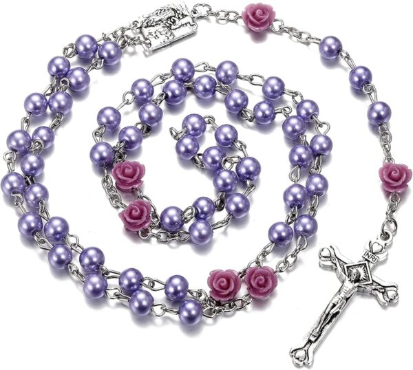 Rosary Beads Catholic Bulk for Women Men, Rose Our Father Beads with Jesus Christ Crucifix Cross First Communion Confirmation Gifts-6 Packs - Image 5
