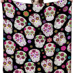Sugar Skull Gifts for Women,Unique Skull Blanket for Adults Men Kids Girls,Skull Blankets and Throws for Home Bed Sofa Couch Christmas Halloween Best Gifts 50"x40"