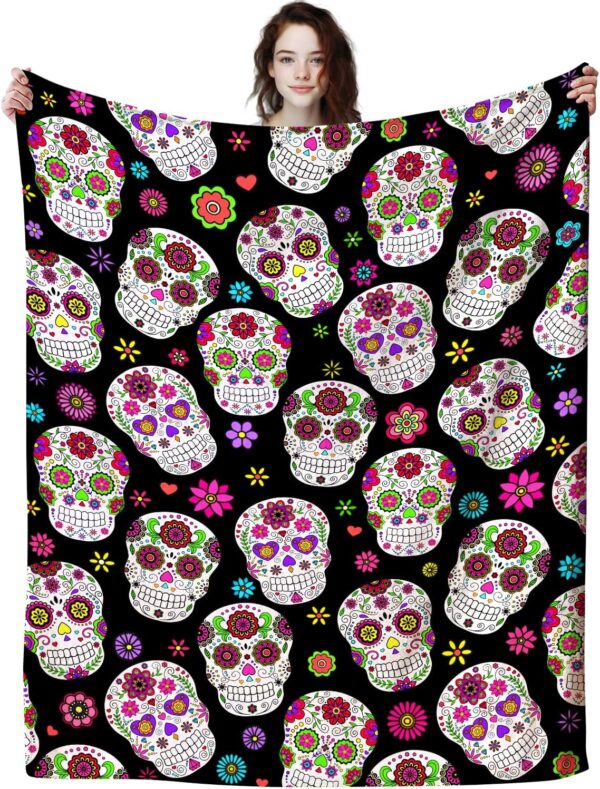 Sugar Skull Gifts for Women,Unique Skull Blanket for Adults Men Kids Girls,Skull Blankets and Throws for Home Bed Sofa Couch Christmas Halloween Best Gifts 50"x40"