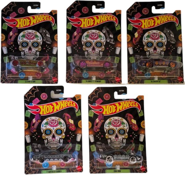 Hot Wheels 2023 Dia De Los Muertos Halloween Complete Set of 5 Diecast Vehicles from DXT91-956F Release - Image 2