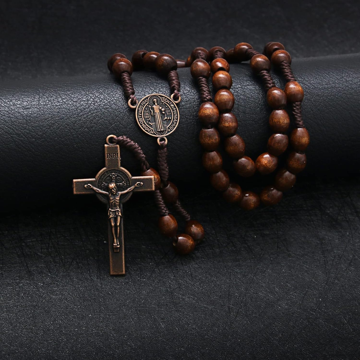 KOMI Handmade Wooden Catholic Rosaries, Rosary Beads Necklace From Bethlehem Wood Christian Prayer Holy Soil Medal & Metal Cross For Catholic Or Christian Gift - Image 3