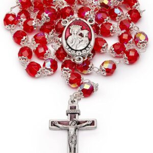 Rosary Beads catholic for Women and Men Blessed During Pope's Angelus, Our Lady of Good Health Traditional Rosary in Faceted Crystal Beads - Perfect Catholic gifts