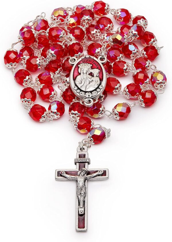 Rosary Beads catholic for Women and Men Blessed During Pope's Angelus, Our Lady of Good Health Traditional Rosary in Faceted Crystal Beads - Perfect Catholic gifts