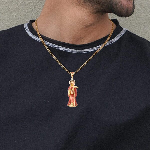 Santa Muerte Necklace Diamond 14K Gold Plated Santa Muerte Pendant Jewelry With Sickle Holiday Gift (Gold 202) - Image 6
