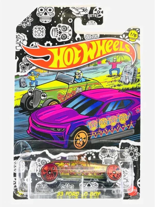 Hot Wheels 2021 Dia De Los Muertos Halloween Complete Set of 5 Diecast Vehicles from DXT91-956D 1st Release - Image 3