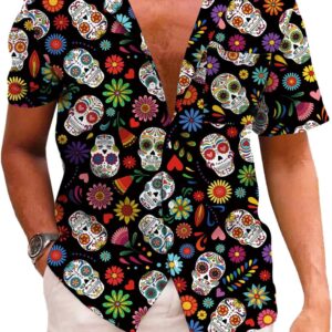 KYKU Funky Hawaiian Shirt for Men Palm Beach Shirts Tropical Vacation Clothes