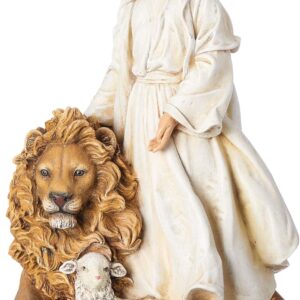 Joseph's Studio by Roman, 12" H Jesus with Lion and Lamb Figure, Religious Gift, Home Decor