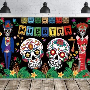 Day of The Dead Backdrop Dia DE Los Muertos Extra Large Fabric Banner for Halloween Party Mexican Fiesta Skull Photography Party Decoration
