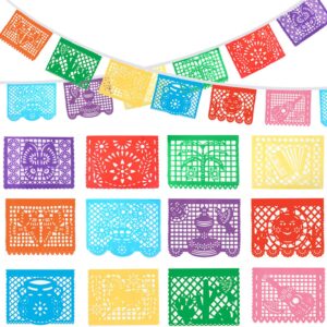 1 Pack Mexican Party Banners, 22 Feet Cinco De Mayo Decorations Papel Picado Banners for Mexican Theme Birthday Party Wedding Dia De Los Muertos Day of the Dead