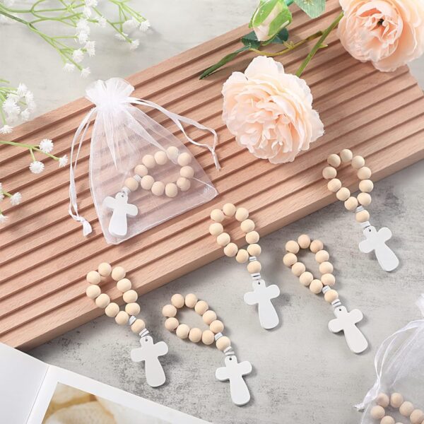 Deekin 60 Pieces Wooden Rosary Bulk Wood Catholic Prayer Rosary Beads with Crucifix Wood Cross Pendant with White Mesh Bag for Baptism First Communion Confirmation Baby Shower Bridal Shower Men Women - Image 4