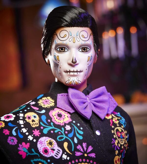 Barbie 2021 Dia De Muertos Ken Doll (12-in) Wearing Embroidered Shirt, Serape & Sombrero, with Calavera Face Paint, Gift for Collectors - Image 3