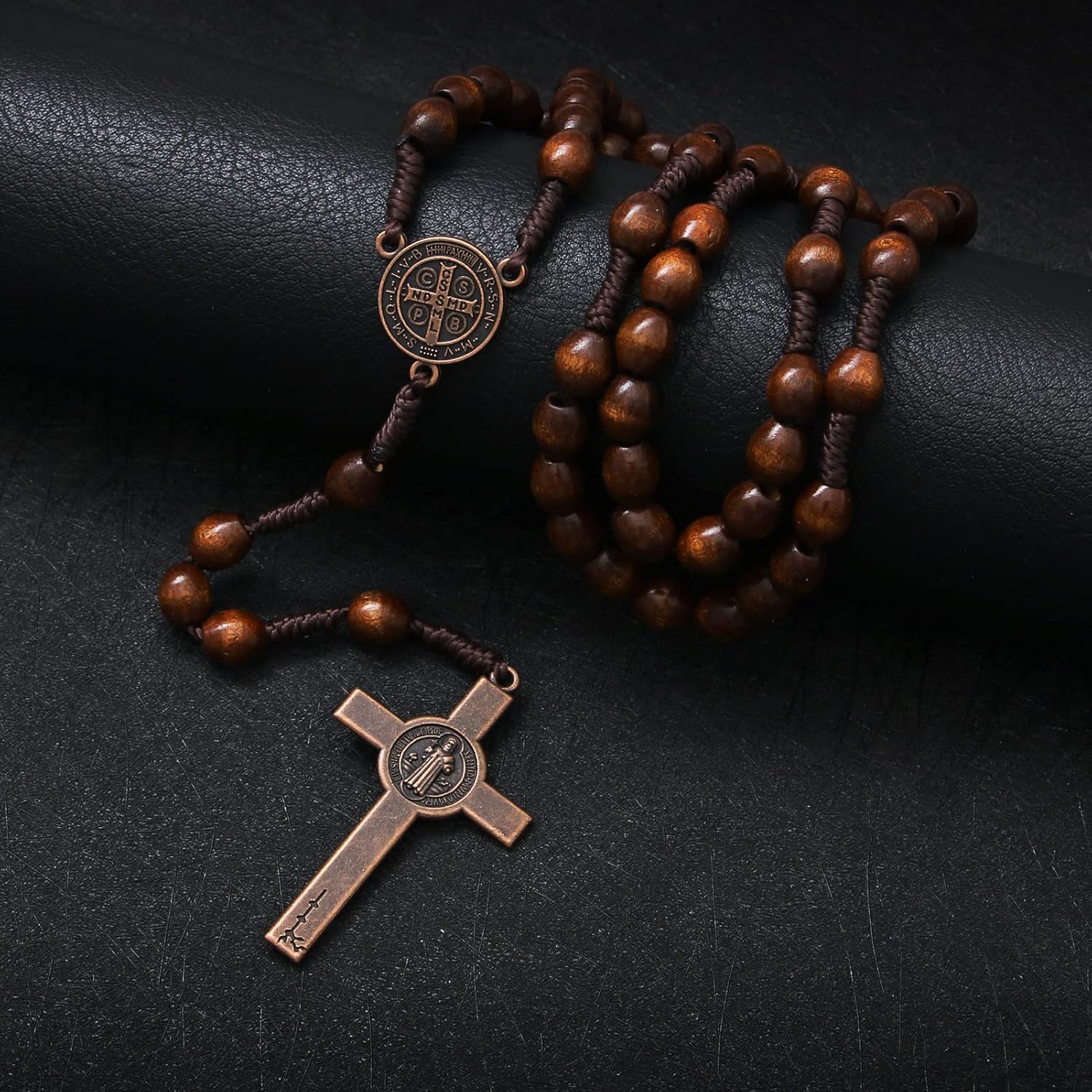 KOMI Handmade Wooden Catholic Rosaries, Rosary Beads Necklace From Bethlehem Wood Christian Prayer Holy Soil Medal & Metal Cross For Catholic Or Christian Gift - Image 2