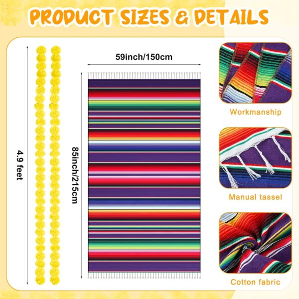 30 Pcs Day of the Dead Decorations Set Altar De Ofrendas Marigold Garland Mexican Banners Serape Tablecloth Skull Hanging Swirl Monarch Butterfly for Dia De Los Muertos Fiesta Party (Yellow) - Image 3