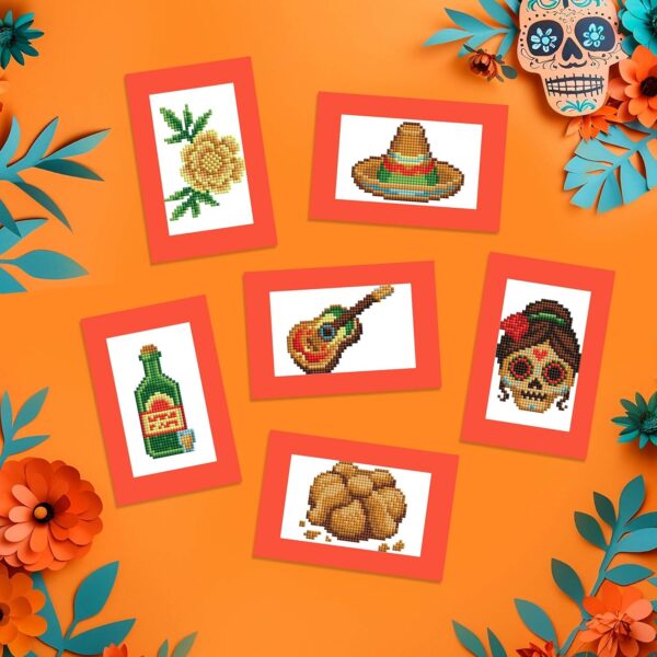 DIAMOND ART CLUB Dia de Los Muertos Mini Dazzles™, Fun DIY Diamond Painting Kit for Adults, Diamond Art Canvas for Beginners, 4" x 6" (Pack of 6) - Image 2