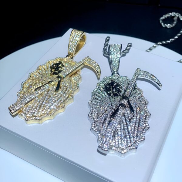 925 Sterling Silver Santa Muerte Necklace For Women And Men - 14K Gold Filled Death La Santa Muerte Pendant Chain Iced Out Bling Cz Paved The King Of Terrors Hip Hop Jewelry Religious Amulet Gift - Image 8
