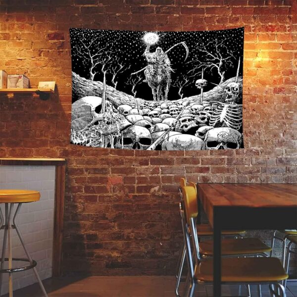 Aidatain Grim Reaper Skull Tapestry Skeleton Death Wall Hanging Tapestries for Men Bedroom Fantasy Cool Tapestry Flannel Fabric 40"x30" Background Wall Art for Living Room Home Dorm Decor GTDWAT198 - Image 4