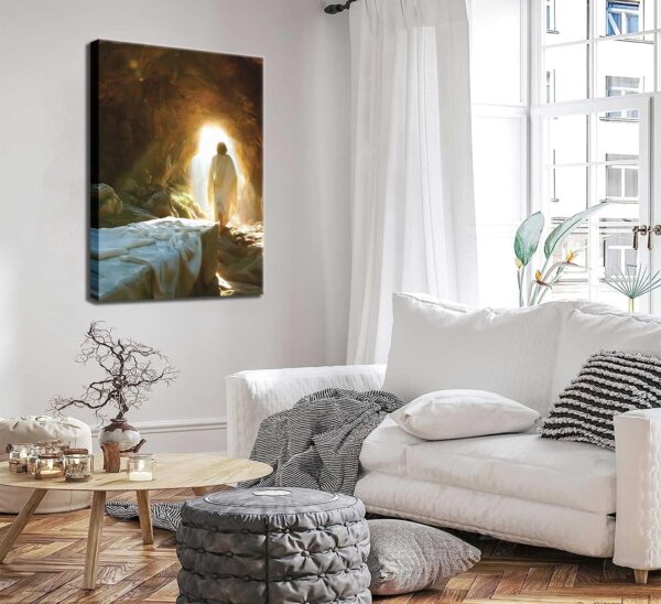 Christian Jesus Wall Art Jesus Leaves the Tomb Canvas Painting Resurrected Savior Leaves the Tomb Posters Prints He Is Risen Pictures for Church Home Bedroom living room Home Wall Decor Framed - Image 5