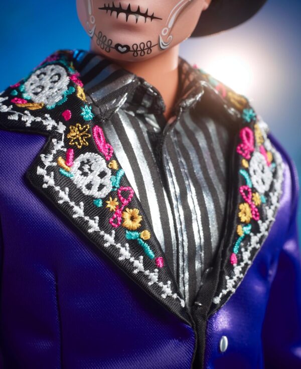 Barbie Signature Ken Fashion Doll, 2023 Dia de Muertos Collectible with Blue Jacket, Black Hat & Doll Stand - Image 4