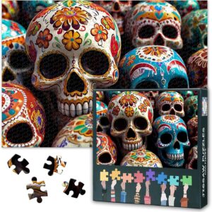 Puzzles for Adults 1000 Pieces - The Day of The Dead Lighting Candle and Skull 1000 Piece Puzzle for Adults Jigsaw Puzzles Dia de Los Muertos Day of The Dead Celebration Unique Puzzles