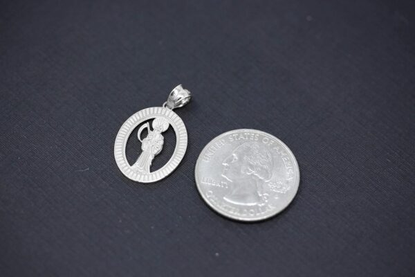 14k Gold Santa Muerte Oval Charm Pendant - Image 3