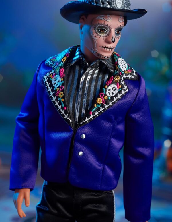 Barbie Signature Ken Fashion Doll, 2023 Dia de Muertos Collectible with Blue Jacket, Black Hat & Doll Stand - Image 3